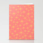 Twinkling Retro Starburst Pattern in Pink and Mustard Yellow Stationery Card Gallery Image 2