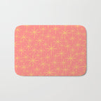 Twinkling Retro Starburst Pattern in Pink and Mustard Yellow Bath Mat Gallery Image 1