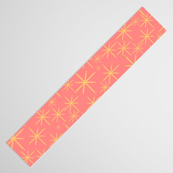 Twinkling Retro Starburst Pattern in Pink and Mustard Yellow Table Runner Gallery Image 3