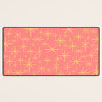 Twinkling Retro Starburst Pattern in Pink and Mustard Yellow Desk Mat Gallery Image 3
