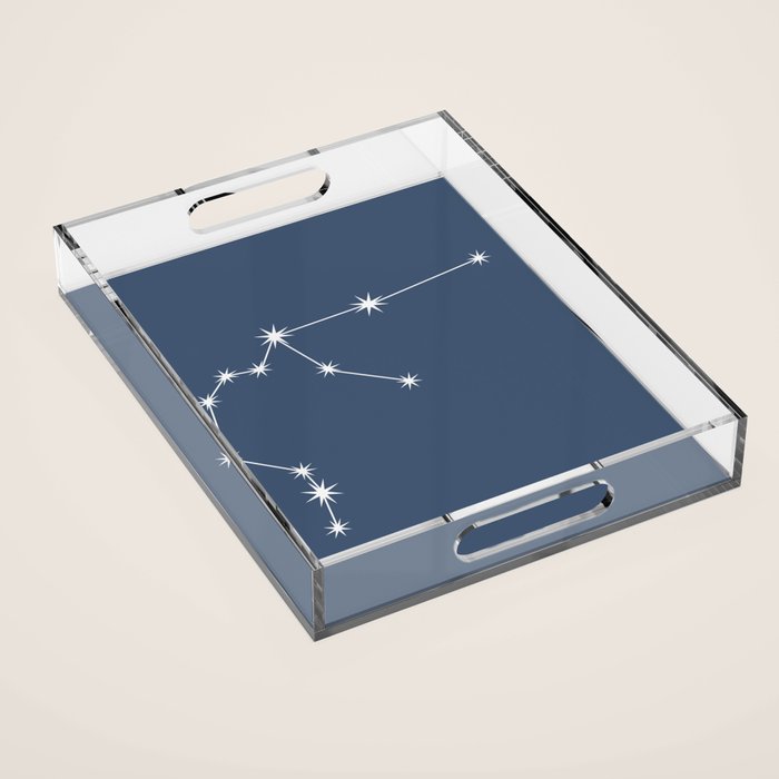 Aquarius Zodiac Star Constellation Line Art Neutral Blue Acrylic Tray Gallery Image 1