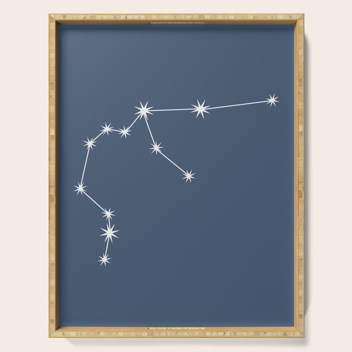 Aquarius Zodiac Star Constellation Line Art Neutral Blue Serving Tray Gallery Image 1