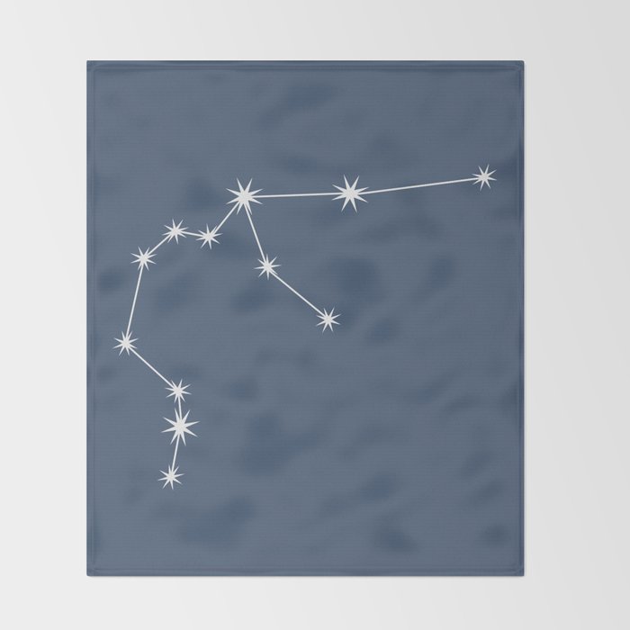 Aquarius Zodiac Star Constellation Line Art Neutral Blue Throw Blanket Gallery Image 2