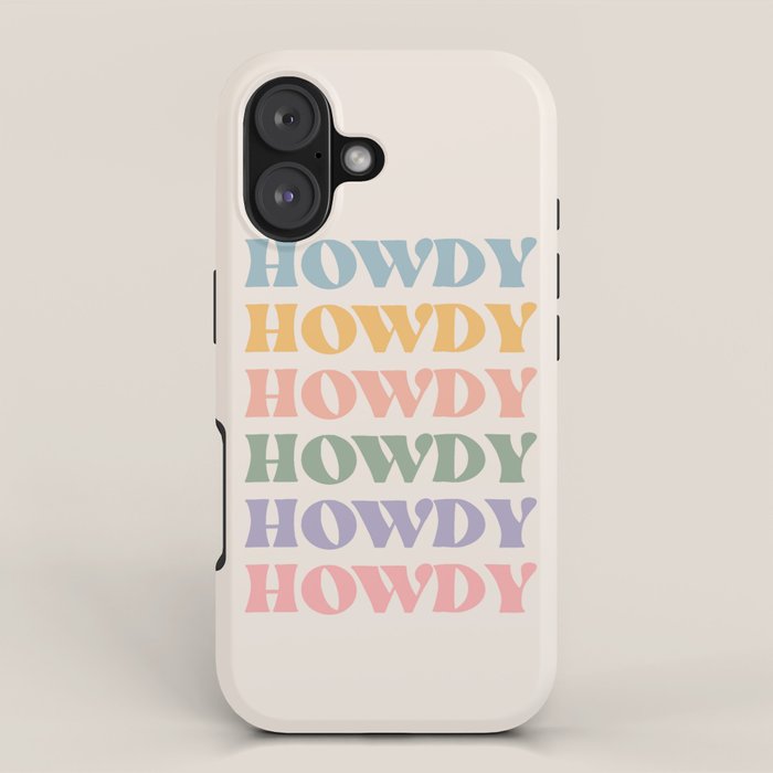 Howdy Colorful Retro Quote iPhone Case Gallery Image 1