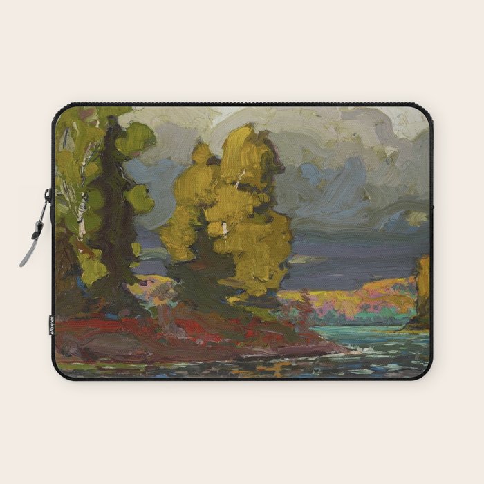 Tom Thomson Poplars by a Lake 1916 Canadian Landscape Artist Laptop Sleeve Gallery Image 1