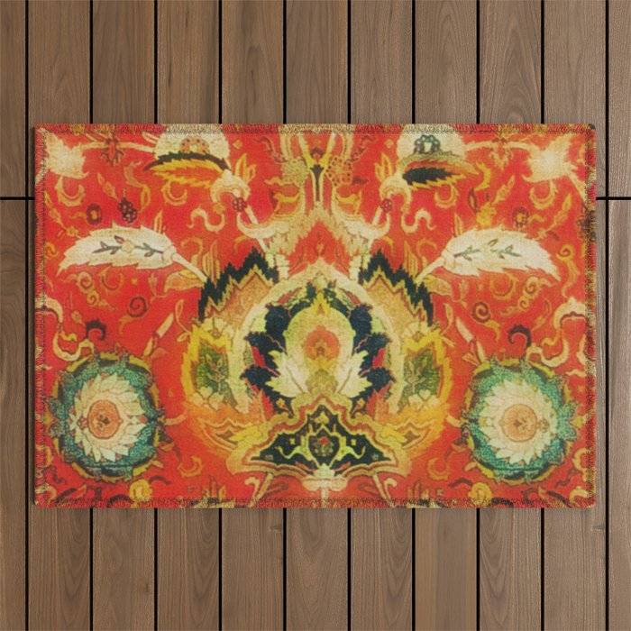 Mashad Antique Persian Rug Print Outdoor Rug Gallery Image 1