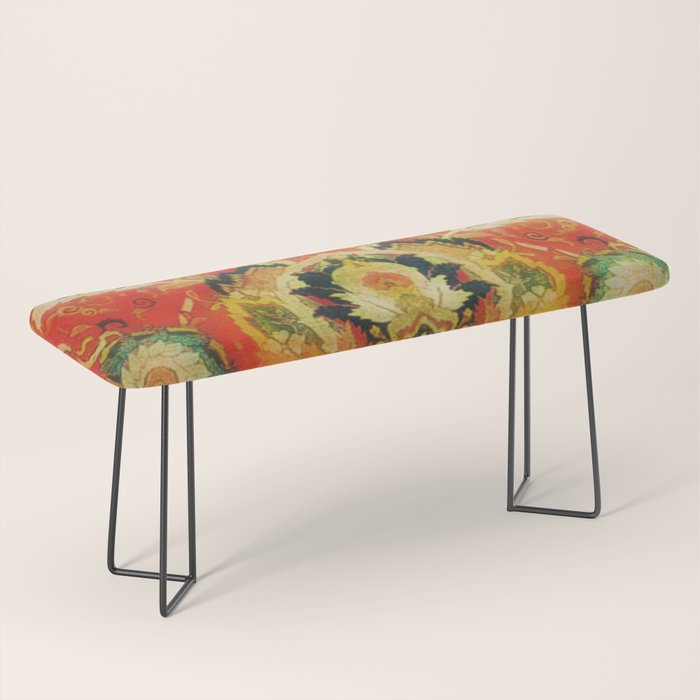 Mashad Antique Persian Rug Print Bench Gallery Image 1