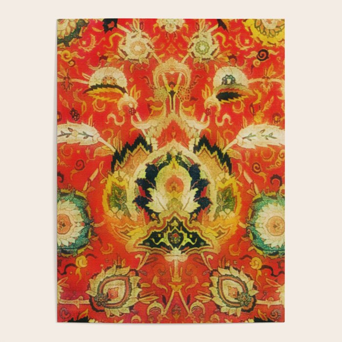 Mashad Antique Persian Rug Print Poster Gallery Image 4