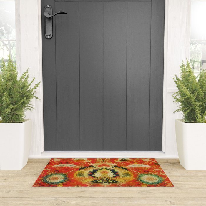 Mashad Antique Persian Rug Print Welcome Mat Gallery Image 3