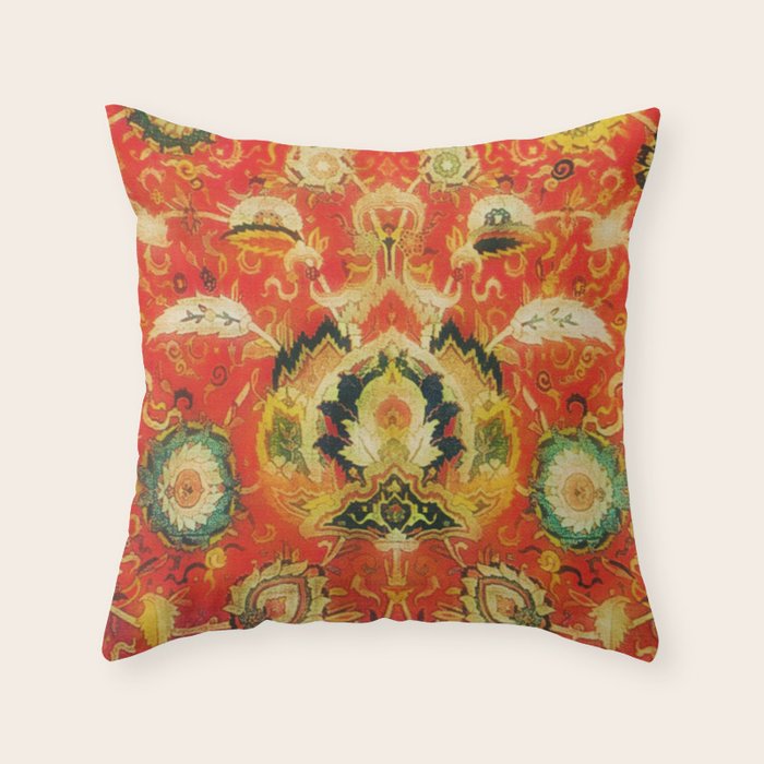 Mashad Antique Persian Rug Print Throw Pillow Gallery Image 6