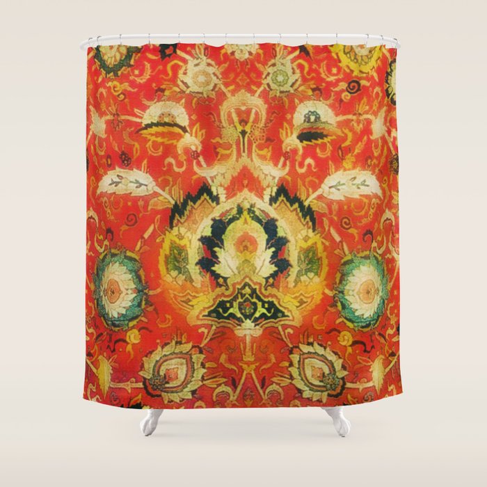 Mashad Antique Persian Rug Print Shower Curtain Gallery Image 1