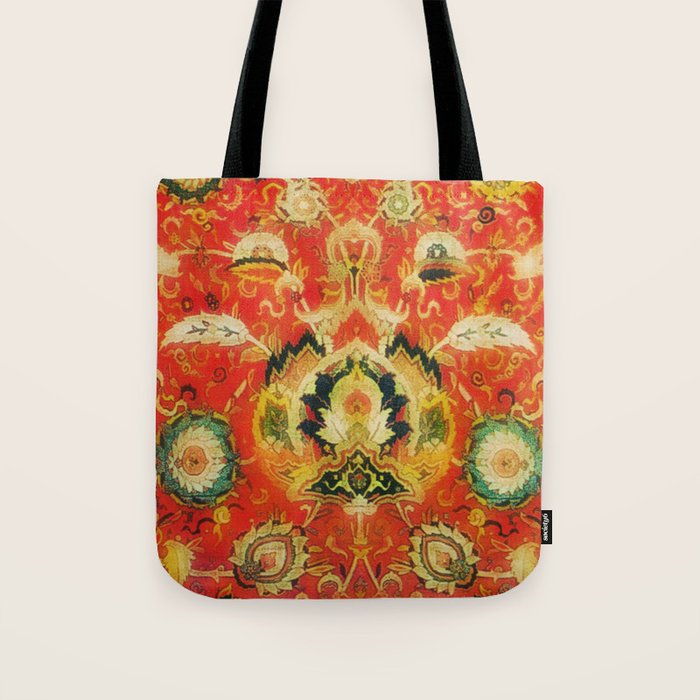 Mashad Antique Persian Rug Print Tote Bag Gallery Image 1