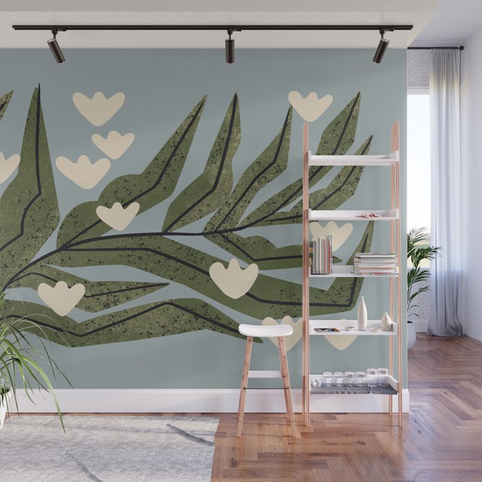 Reaching Tulips (Pale Blue) Wall Mural Gallery Image 1