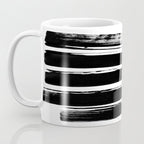 Stripes Black & White Minimalist Abstract Mid century Ink Art Dark Brush Strokes Coffee Mug Gallery Image 3