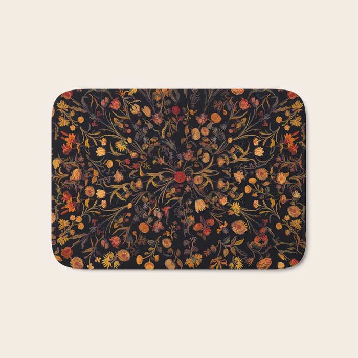 Exotic Midnight Floral Garden Bath Mat Gallery Image 1