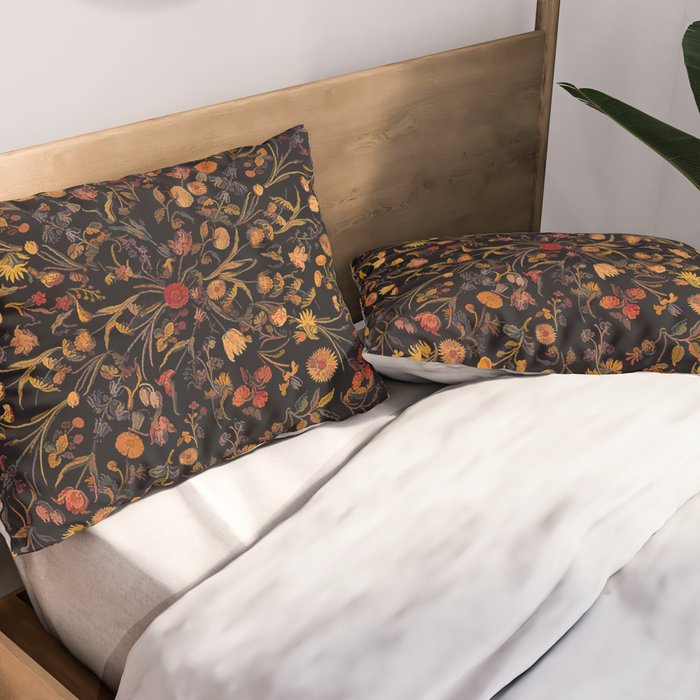 Exotic Midnight Floral Garden Pillow Sham Gallery Image 2