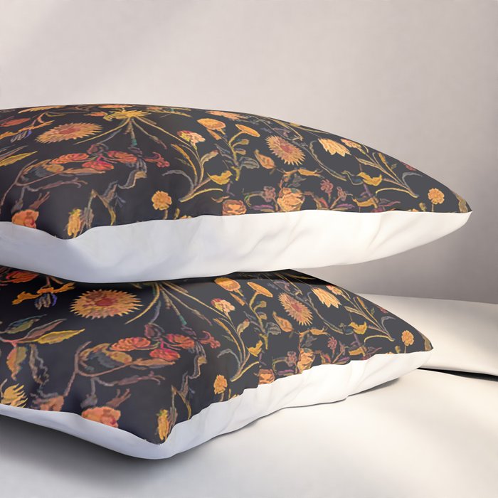 Exotic Midnight Floral Garden Pillow Sham Gallery Image 3