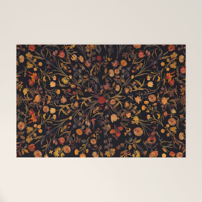 Exotic Midnight Floral Garden Welcome Mat Gallery Image 1