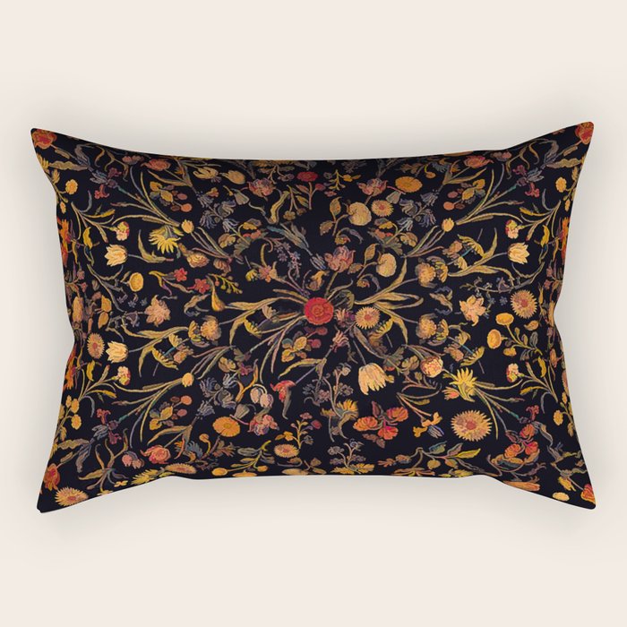 Exotic Midnight Floral Garden Rectangular Pillow Gallery Image 2