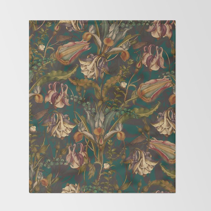 Midnight Summer Garden Throw Blanket Gallery Image 2