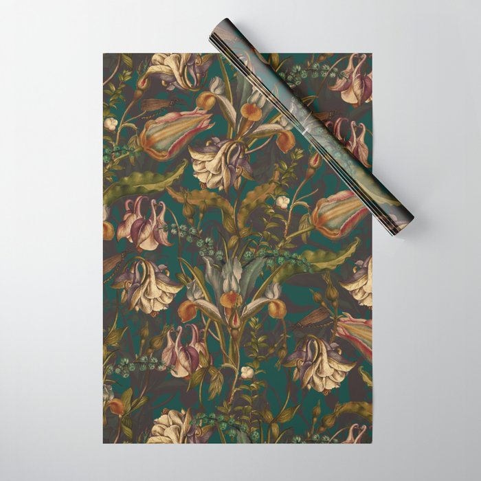 Midnight Summer Garden Wrapping Paper Gallery Image 1