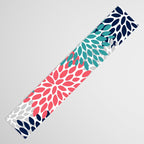Floral Blooms, Coral Pink, Navy, Teal, Gray Table Runner Gallery Image 3