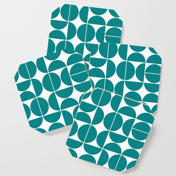 Mid Century Modern Geometric 04 Teal Coaster Gallery Image 1