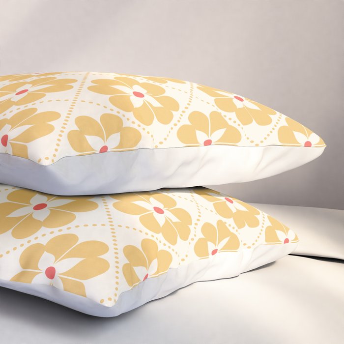 Retro Floral Pattern in Yellow Pillow Sham Gallery Image 3