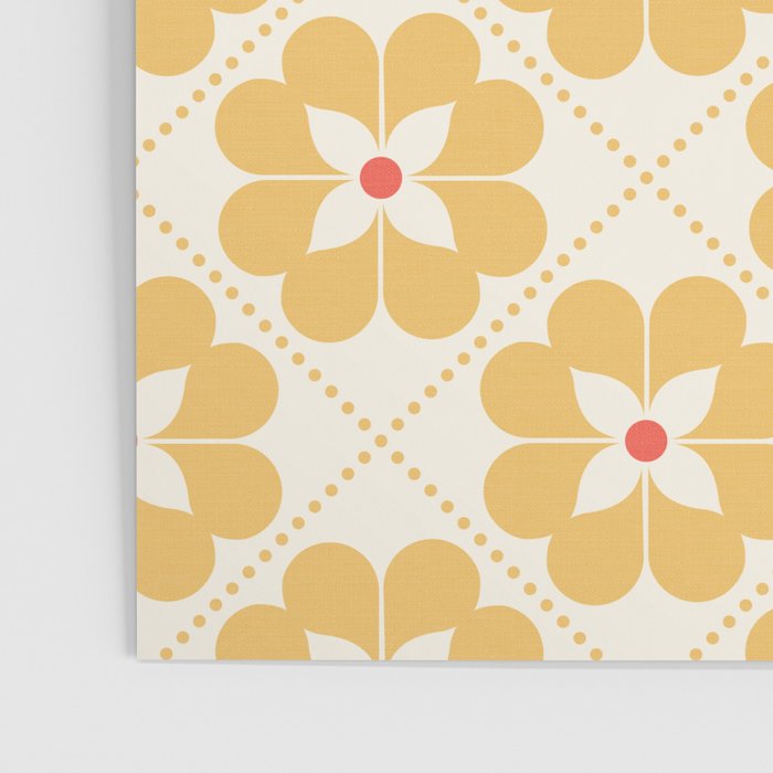 Retro Floral Pattern in Yellow Poster Gallery Image 3