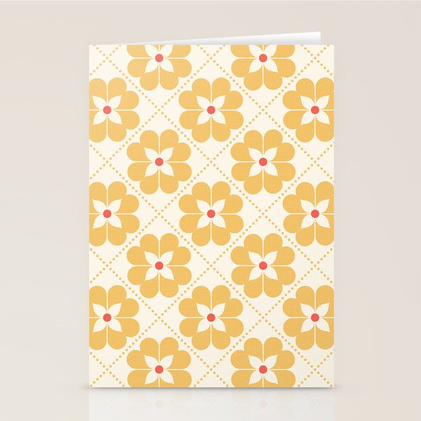 Retro Floral Pattern in Yellow Stationery Card Gallery Image 2