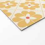 Retro Floral Pattern in Yellow Welcome Mat Gallery Image 2