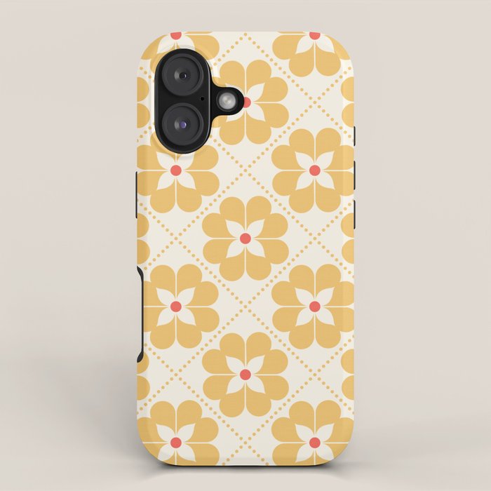 Retro Floral Pattern in Yellow iPhone Case Gallery Image 1