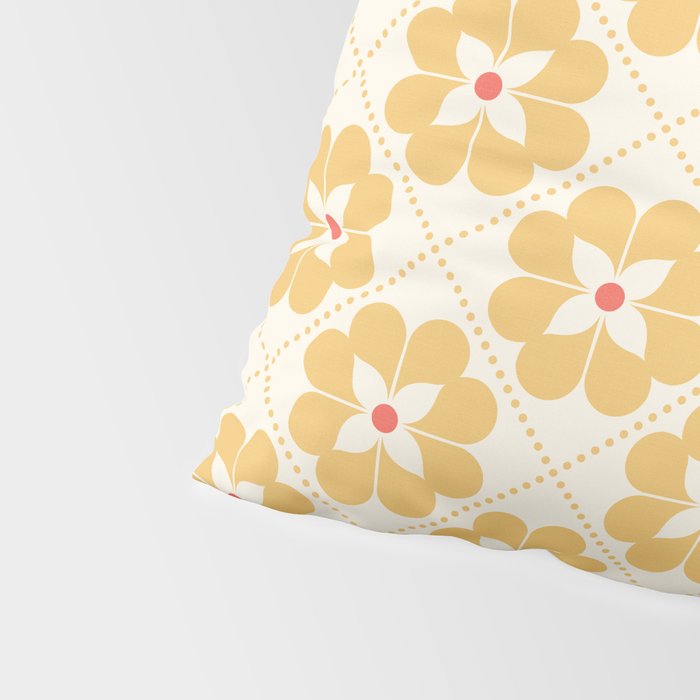 Retro Floral Pattern in Yellow Pillow Sham Gallery Image 4