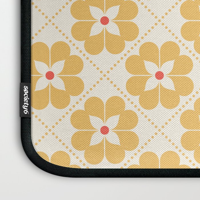 Retro Floral Pattern in Yellow Laptop Sleeve Gallery Image 3