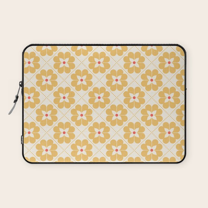 Retro Floral Pattern in Yellow Laptop Sleeve Gallery Image 1