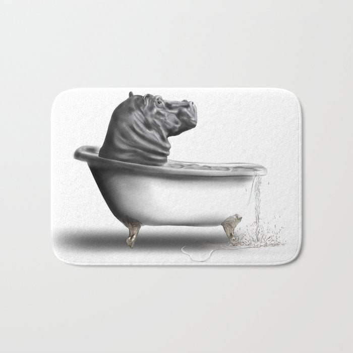 Hippo in Bath Bath Mat Gallery Image 1