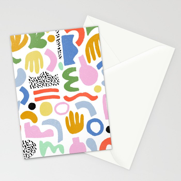 Helter Skelter - bright pattern, colorful, rainbow, abstract, shapes, pattern Stationery Card Gallery Image 2