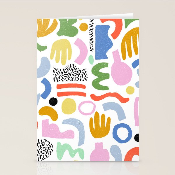 Helter Skelter - bright pattern, colorful, rainbow, abstract, shapes, pattern Stationery Card Gallery Image 1