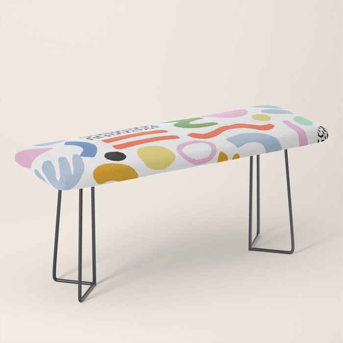 Helter Skelter - bright pattern, colorful, rainbow, abstract, shapes, pattern Bench Gallery Image 1