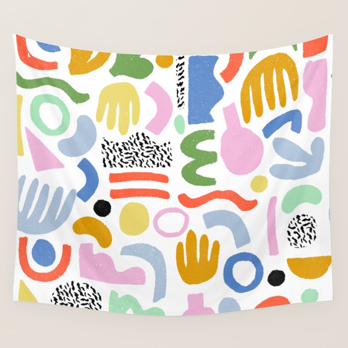 Helter Skelter - bright pattern, colorful, rainbow, abstract, shapes, pattern Wall Tapestry Gallery Image 1