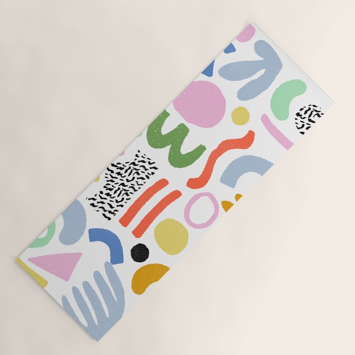 Helter Skelter - bright pattern, colorful, rainbow, abstract, shapes, pattern Yoga Mat Gallery Image 1