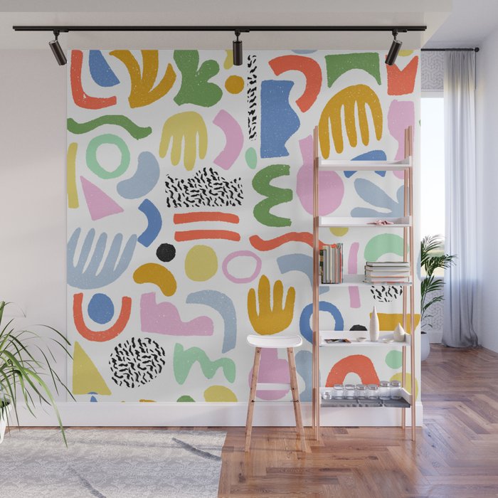 Helter Skelter - bright pattern, colorful, rainbow, abstract, shapes, pattern Wall Mural Gallery Image 1