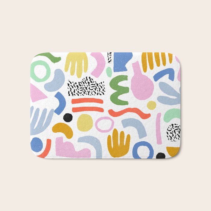 Helter Skelter - bright pattern, colorful, rainbow, abstract, shapes, pattern Bath Mat Gallery Image 1