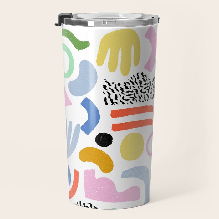 Helter Skelter - bright pattern, colorful, rainbow, abstract, shapes, pattern Travel Mug Gallery Image 3