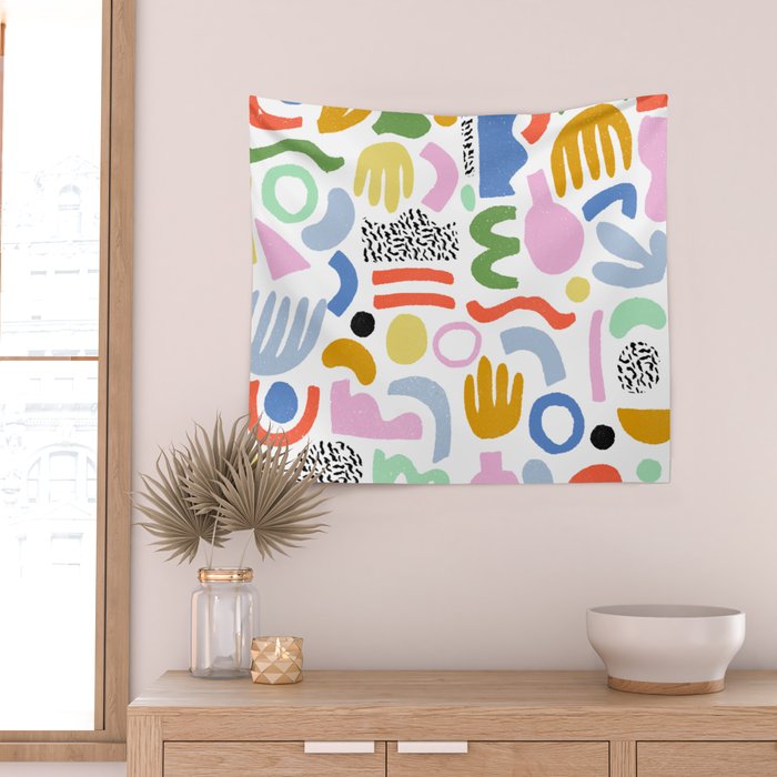 Helter Skelter - bright pattern, colorful, rainbow, abstract, shapes, pattern Wall Tapestry Gallery Image 2