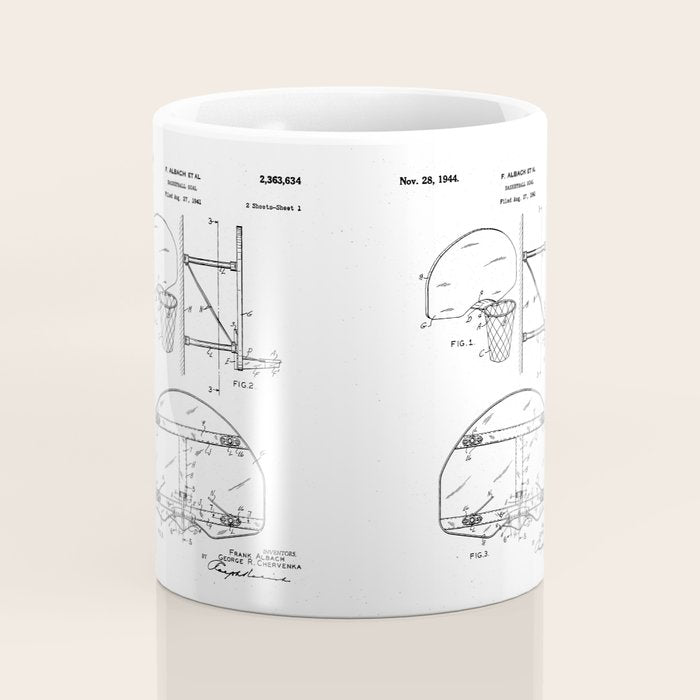 Basketball Net Patent - Basketball Fan Coach Player Art - White Coffee Mug Gallery Image 4