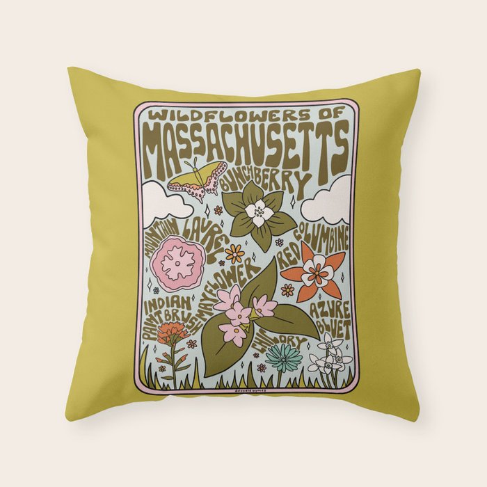 Massachusetts Wildflowers Throw Pillow Gallery Image 6