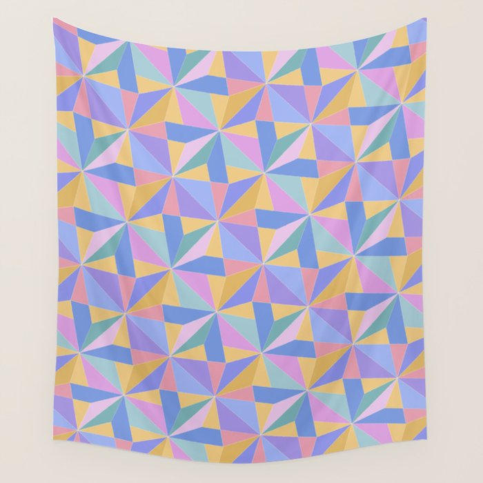 Kaleidoscope Tile Pattern V Bright Pastel Wall Tapestry Gallery Image 4