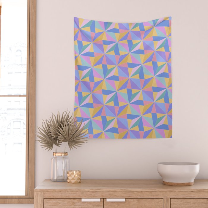 Kaleidoscope Tile Pattern V Bright Pastel Wall Tapestry Gallery Image 2