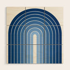 Gradient Arch VIII Bright Blue Mid Century Modern Rainbow Wood Wall Art Gallery Image 1